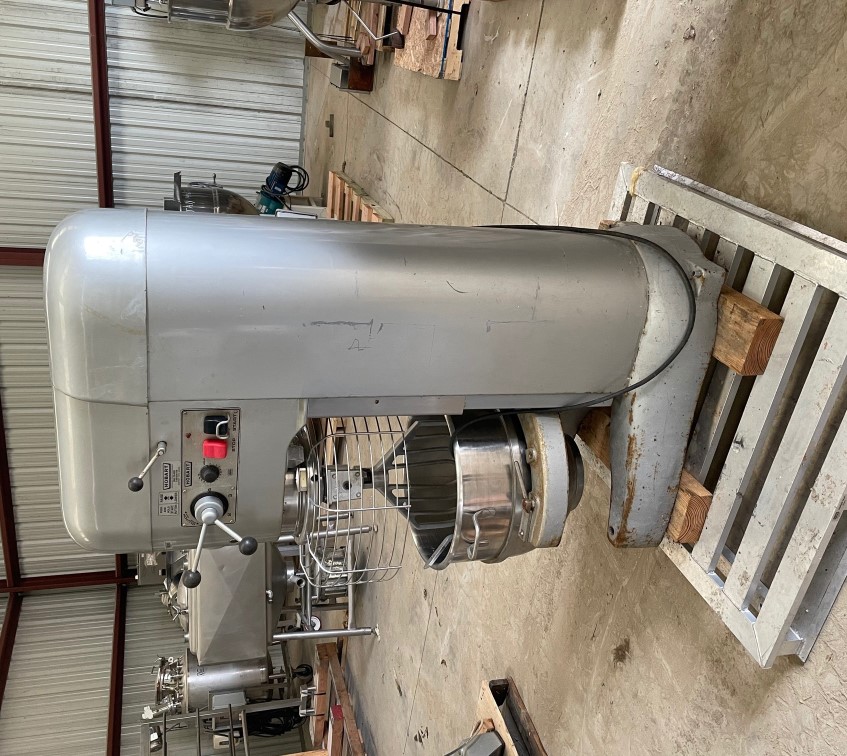 used Hobart Model M802, 80 Qt. Mixer. Comes with bowl and paddle mixer. 3 HP, 200 volt, 60 cyc, 3 ph, 1725 rpm motor.  Video of unit running available. 
